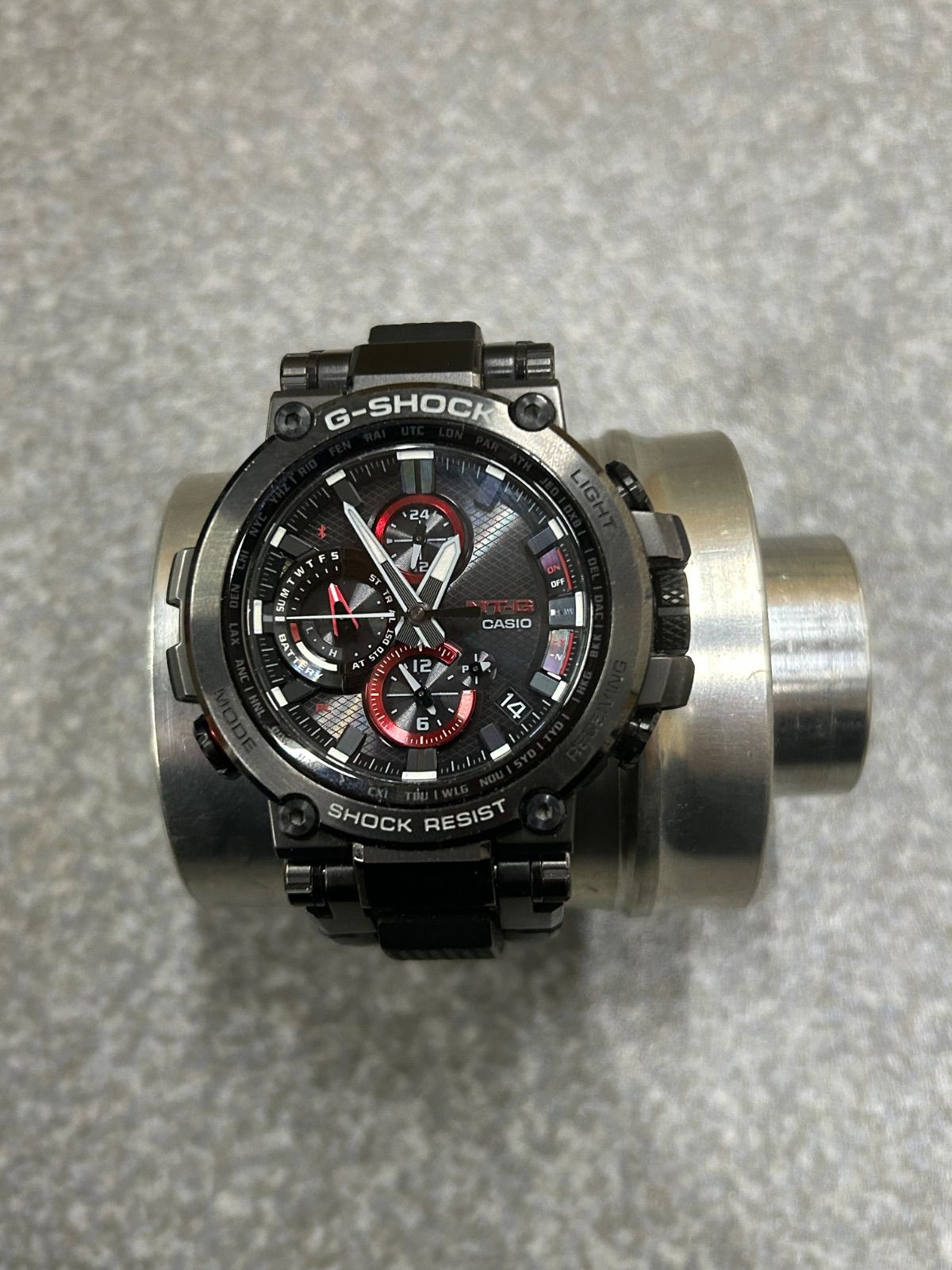 CASIO カシオ G-SHOCK Gショック MT-G アナログ腕時計 タフソーラー クロノグラフ ステンレス MTGーB1000 ブラック メンズ 動作品