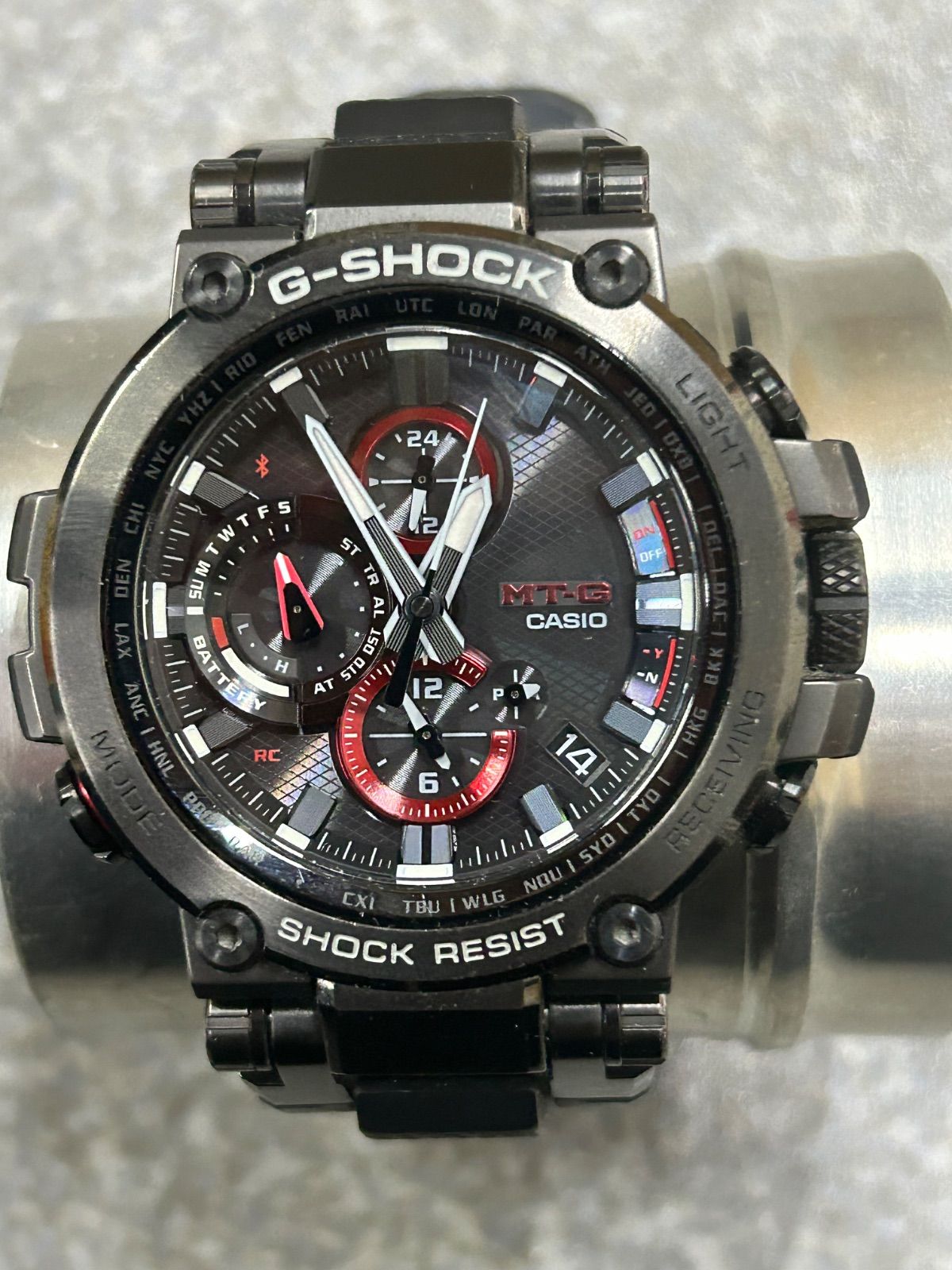 CASIO カシオ G SHOCK Gショック MT アナログ腕時計 タフソーラー クロノグラフ ステンレス MTGーB 1000 ブラック メンズ 動作品