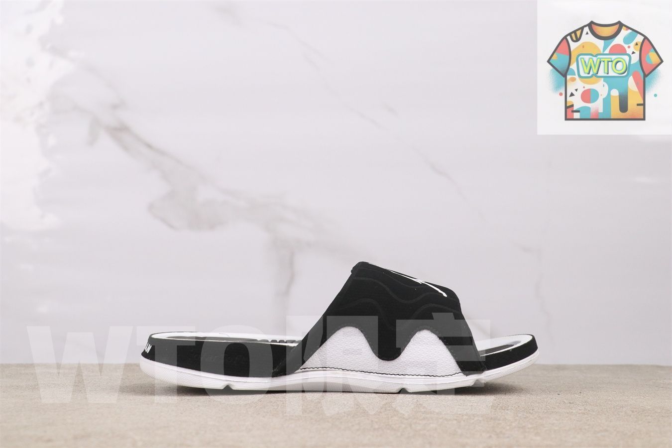 今日 Air Jordan 4 エアジョーダン 代 705163-011 ブラックホワイト スリッパ-WTO輸入