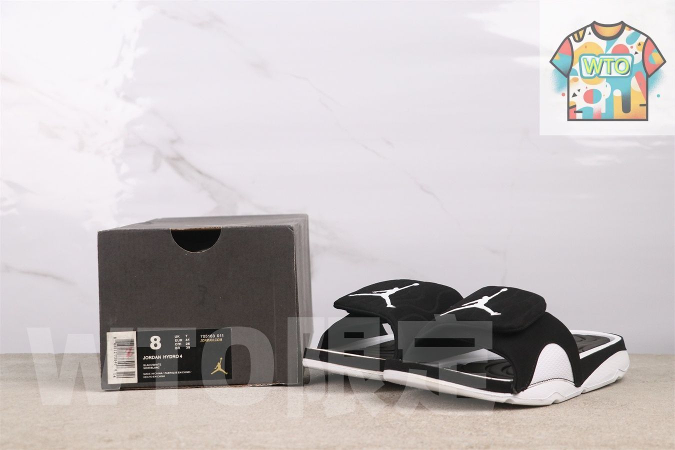  今日 Air Jordan 4 エアジョーダン 代 705163-011 ブラックホワイト スリッパ-WTO輸入 スニーカー 靴