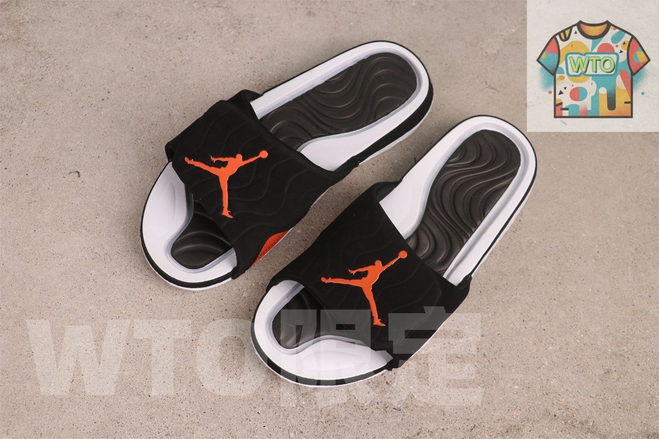  今日 Air Jordan 4 エアジョーダン 代 705163-021 ブラックホワイトオレンジ スリッパ-WTO輸入 スニーカー 靴