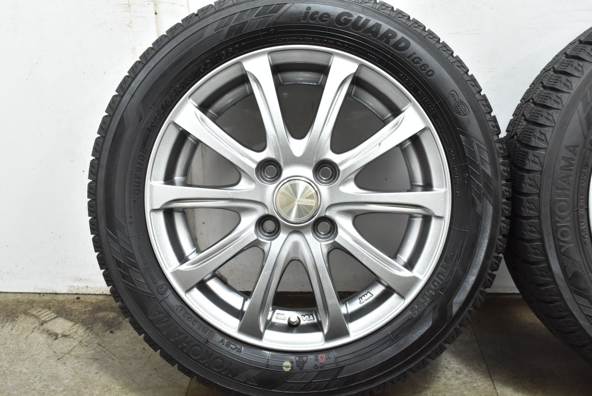  バリ溝 WEZEN 14 in 4 5 J 45 PCD 100 ヨコハマ アイスガード iG 60 155 65 R ピクシス N BOX ONE ワゴンR アルト タント ムーブ 14インチ タイヤ ホイールセット