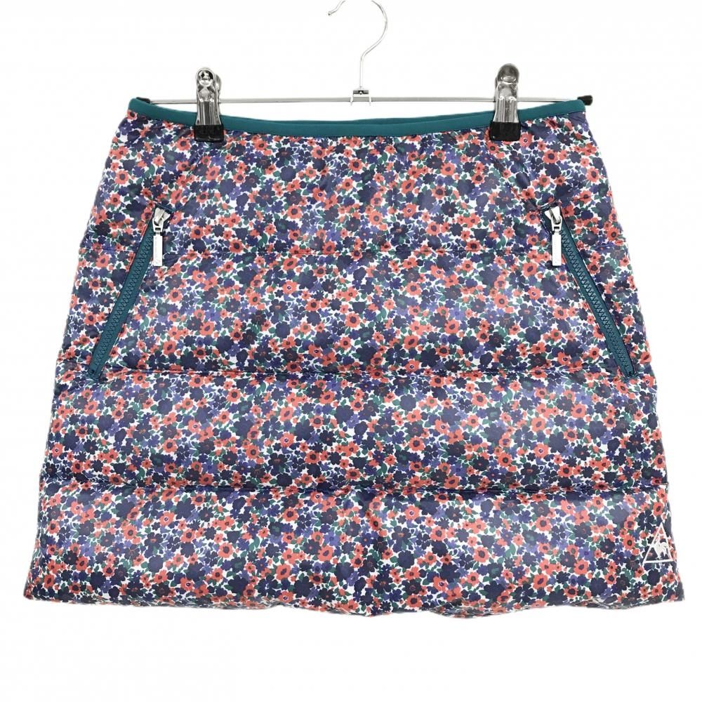 美品 le coq sportif ゴルフ 花柄スカート 9 超美品】ルコック ダウンスカート ネイビー×レッド 小花柄