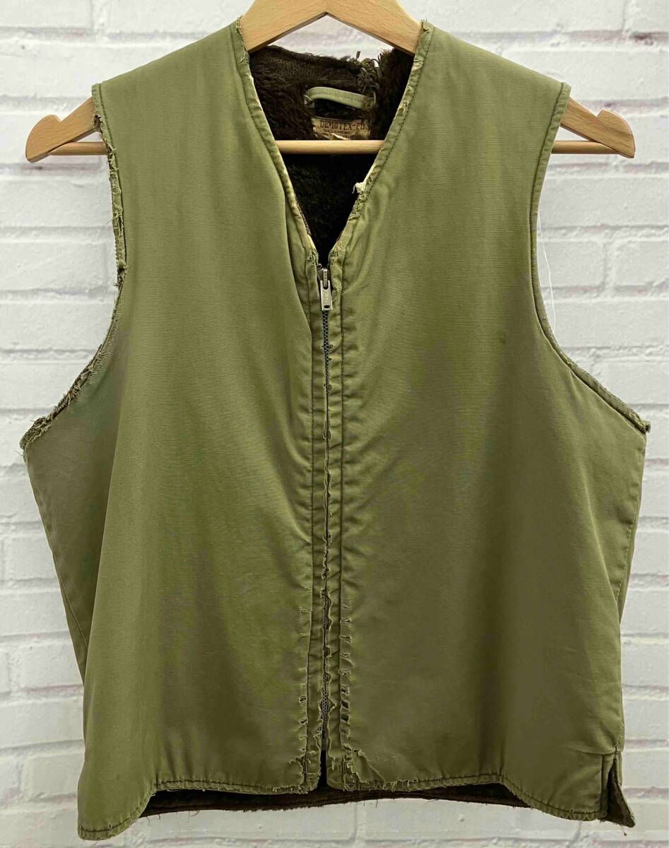 US NAVY ユーエス ネイビー ベスト Mサイズ カーキ アルパカデッキベスト TALON DEMONTEX ED 古着