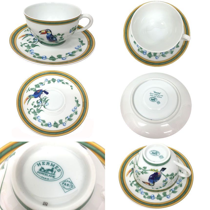 HERMES エルメス LA SIESTA シエスタ C S トゥカン C S ペア 2客セット カップ&ソーサー 食器 aq11751