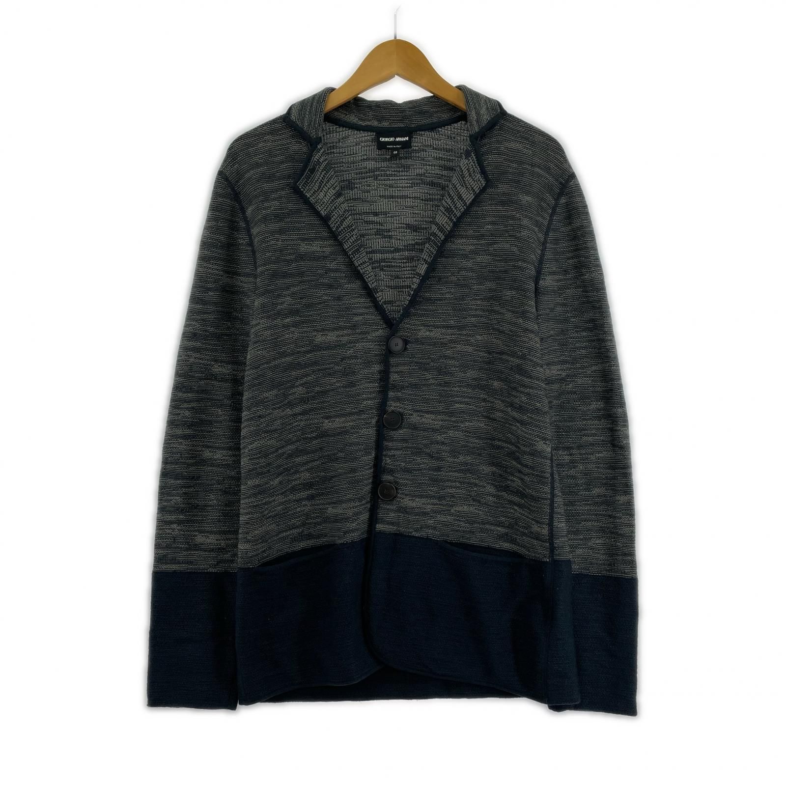 GIORGIO ARMANI ジョルジオアルマーニ ニットジャケット size46 チャコール