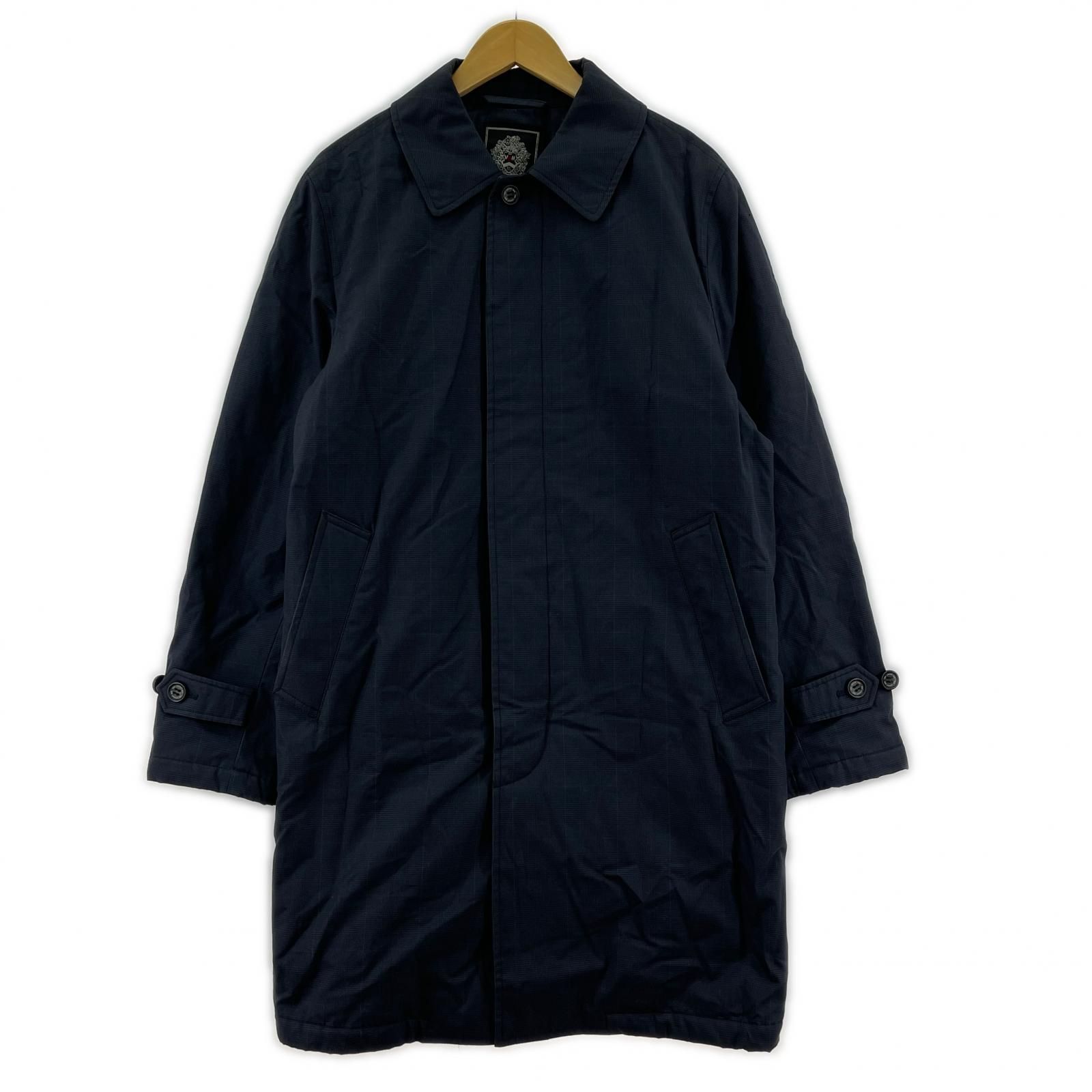 VAN JAC ヴァンヂャケット グレンチェック 中綿ステン コート sizeL ネイビー