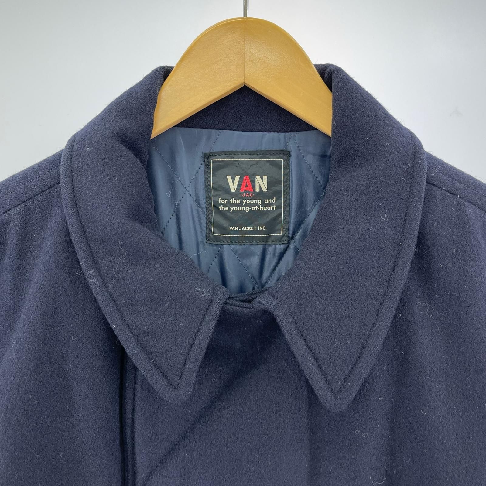 VAN JAC ヴァンヂャケット ウール混ピーコート sizeL ネイビー