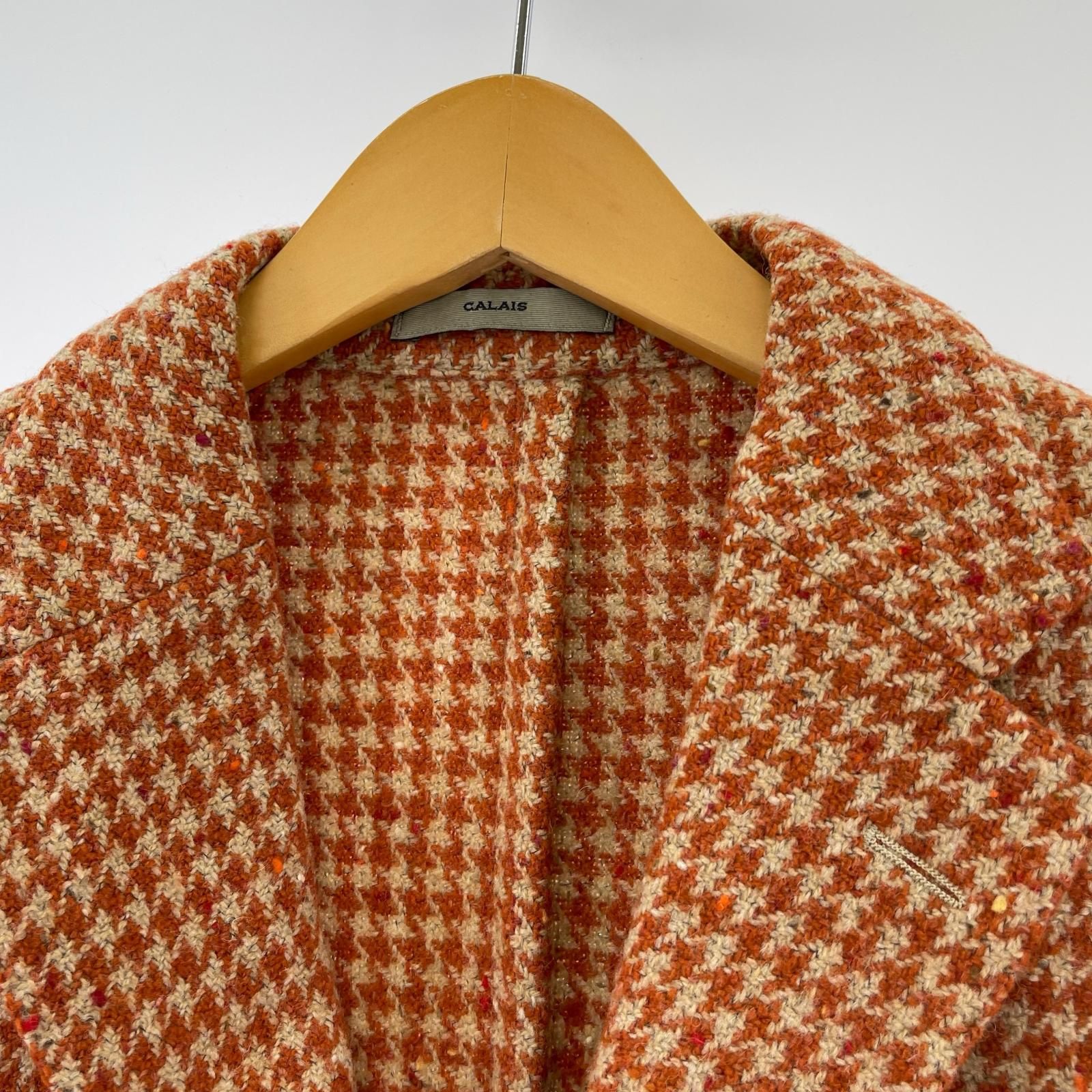 BOGLIOLI ボリオリ ウール混 千鳥柄ジャケット size42 オレンジ×ベージュ