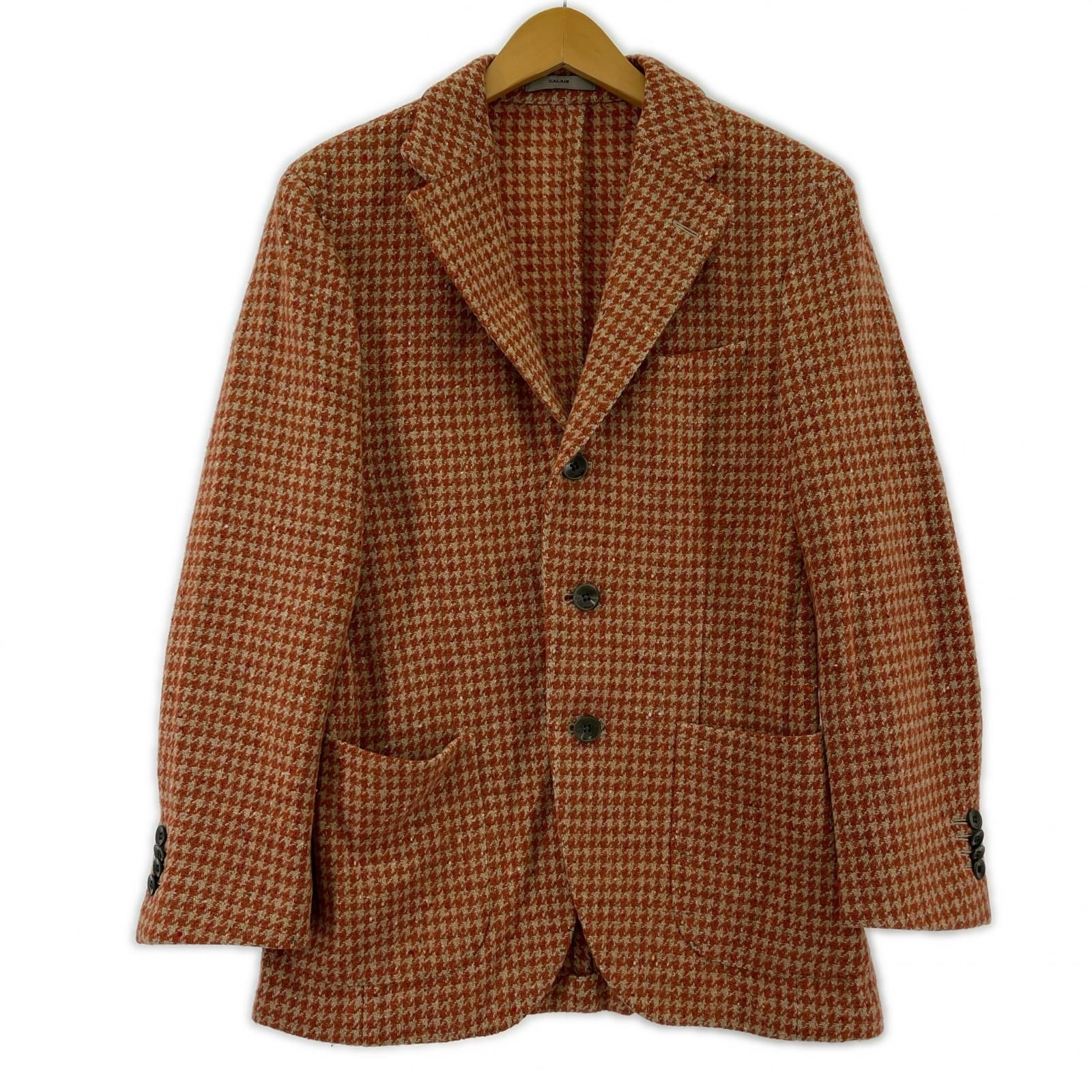 BOGLIOLI ボリオリ ウール混 千鳥柄ジャケット size42 オレンジ×ベージュ