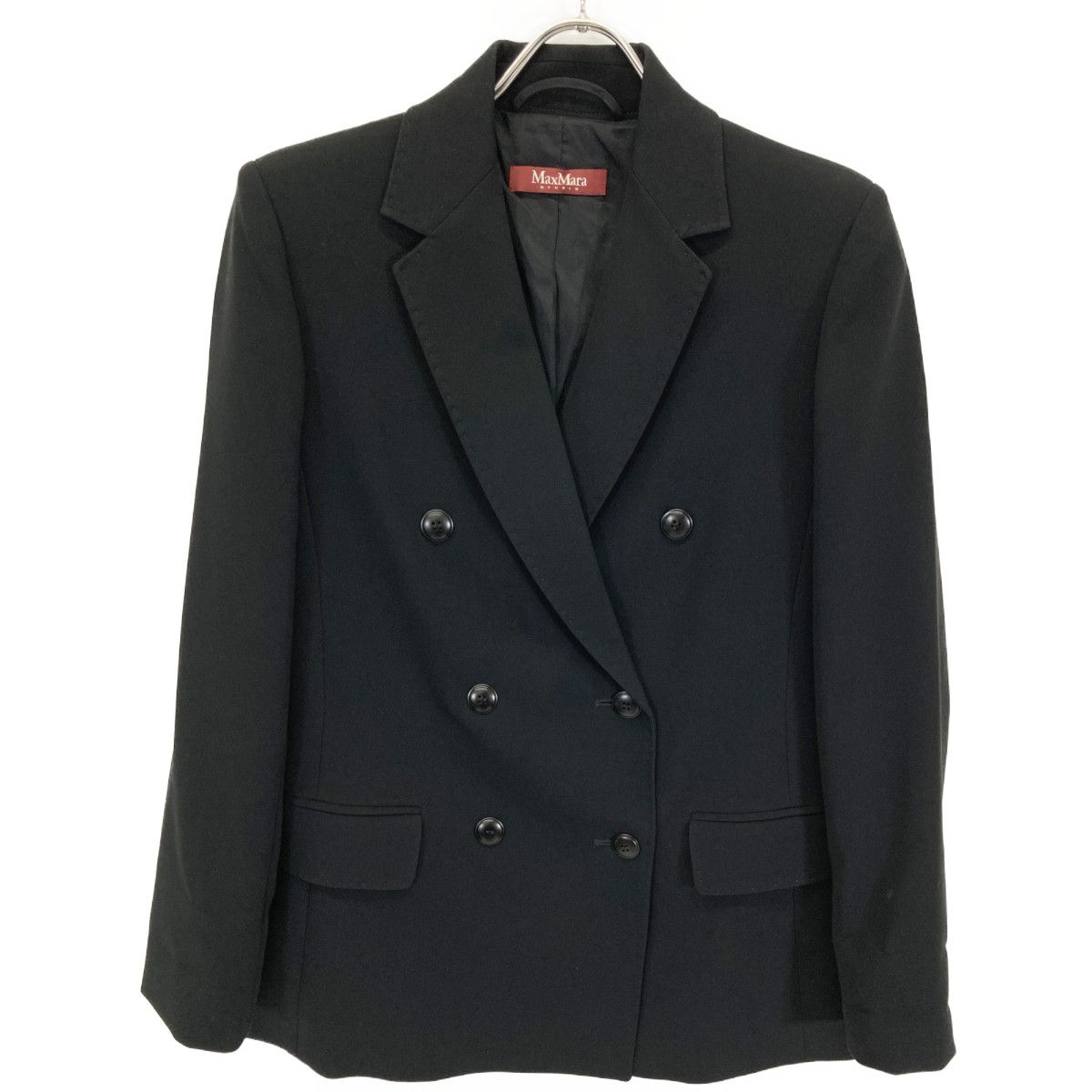 MAXMARA STUDIO マックスマーラスタジオ ﾌﾞﾗｯｸ ﾀﾞﾌﾞﾙﾃｰﾗｰﾄﾞｼﾞｬｹｯﾄ 40