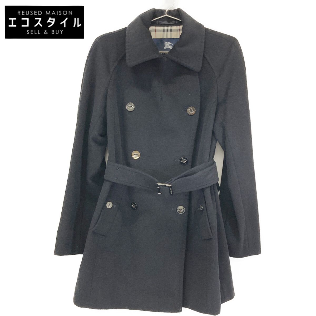 BURBERRY LONDON バーバリーロンドン ブラック FN022-870-09 ウール×アンゴラ トレンチコート 36