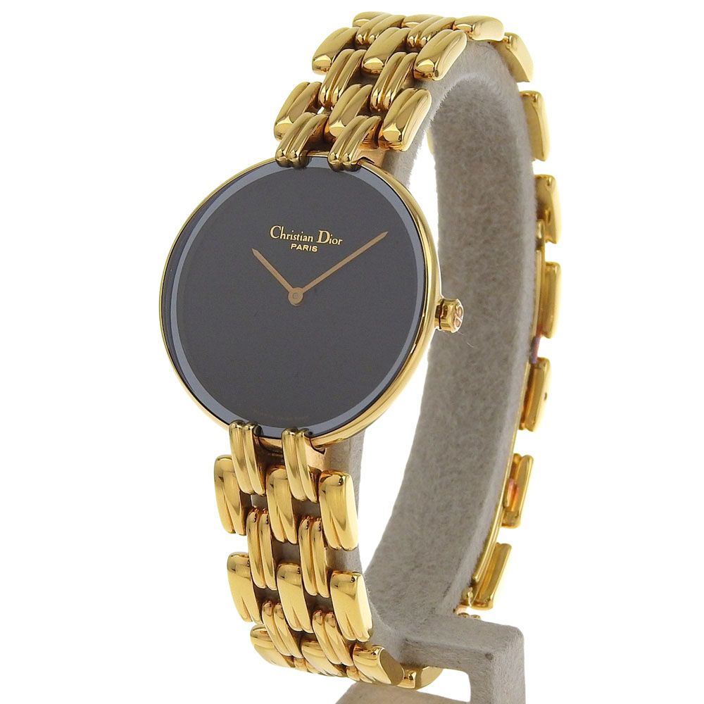 Dior クリスチャンディオール バキラ 46 154-2 ステンレススチール クオーツ アナログ表示 レディース ブラック文字盤 腕時計