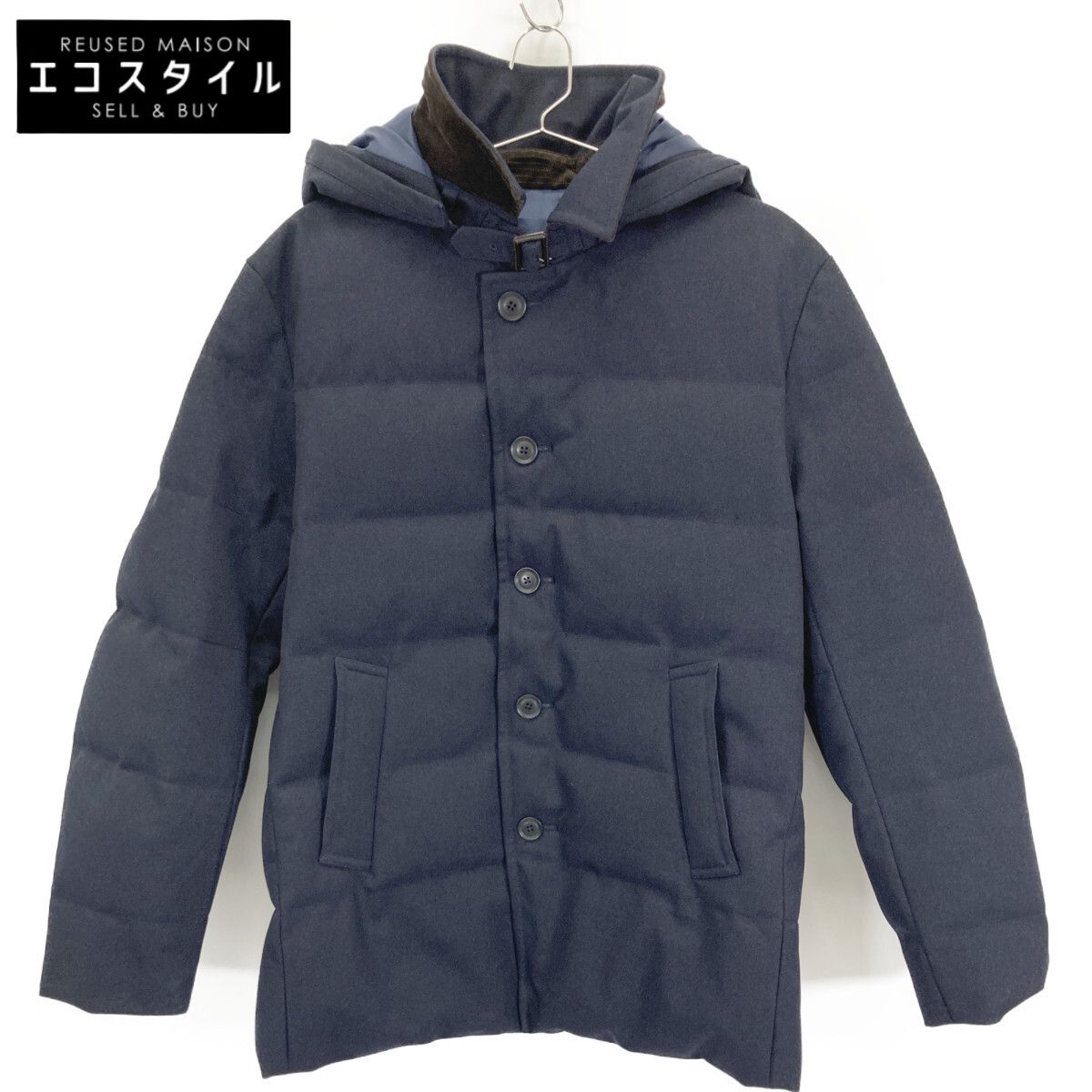 SHIPS シップス ﾈｲﾋﾞｰ ﾌｰﾄﾞ付き ﾀﾞｳﾝｼﾞｬｹｯﾄ M