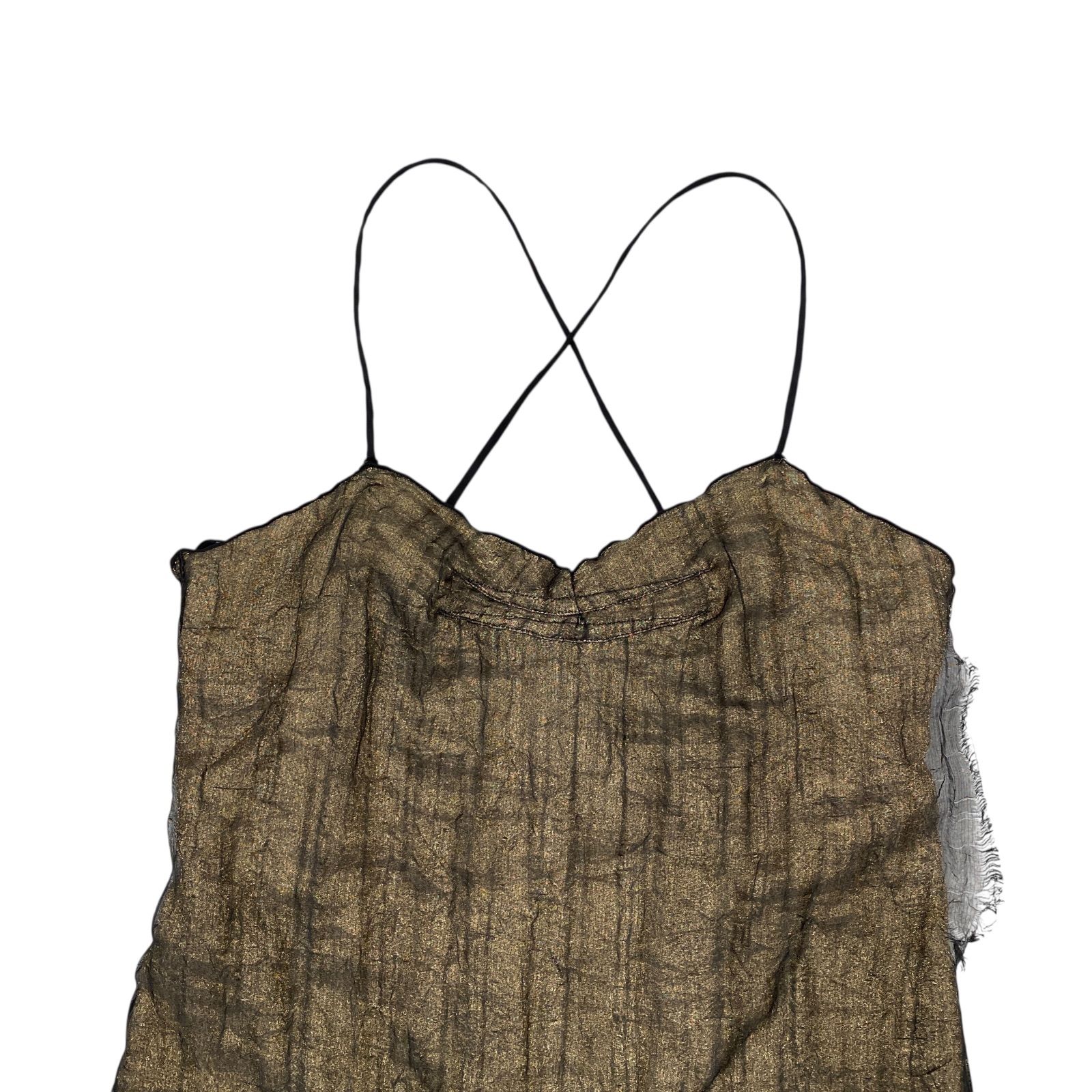 EM 1172 DOLCE-GABBANA ドルチェ-ガッバーナ キャミワンピース フリル ゴールド ラメ 40