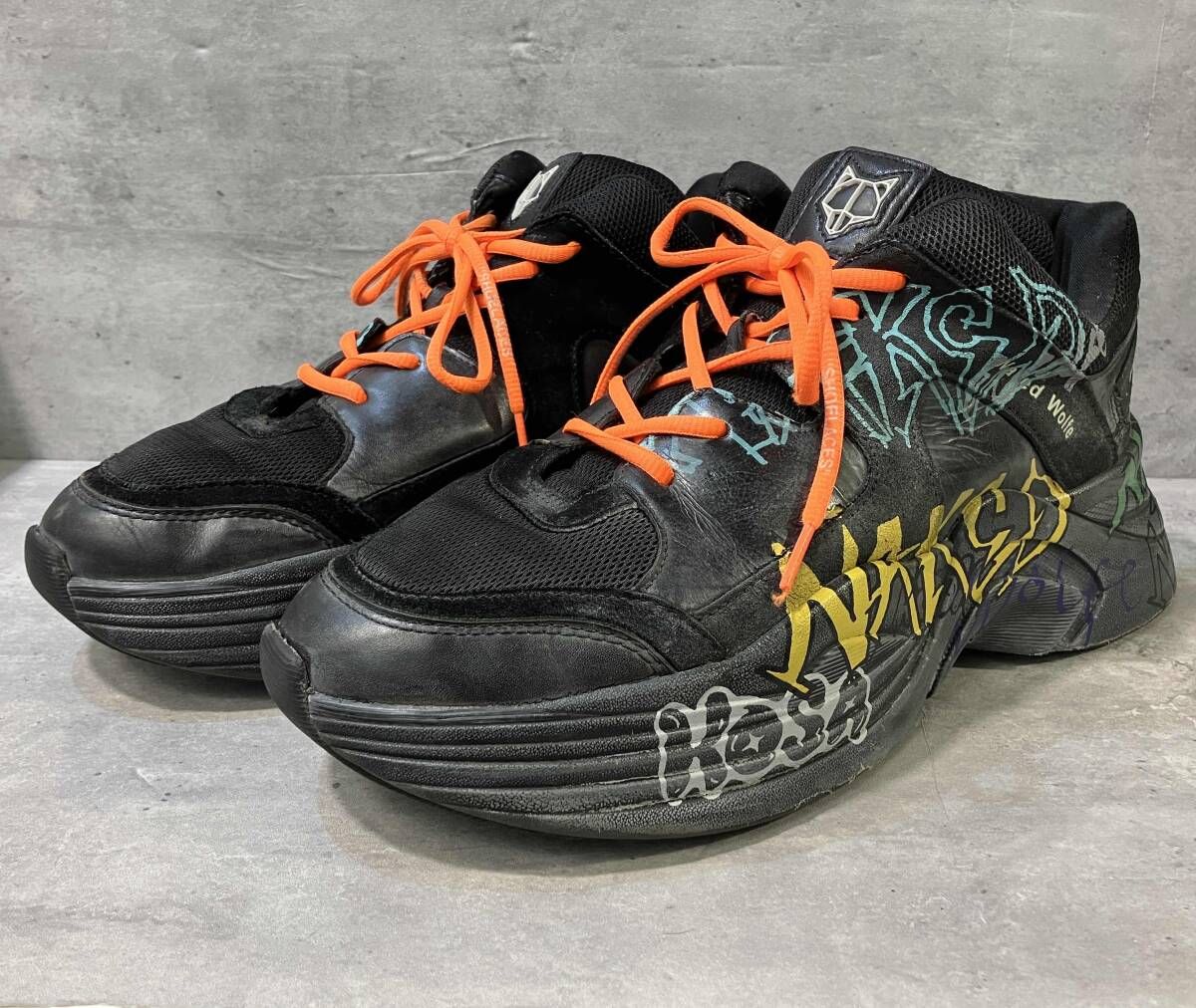 NAKEDWOLFE×LHP Titan Graffiti sneaker タイタン グラフィティ スニーカー サイズ30 ブラック ネイキッドウルフ× エルエイチピー