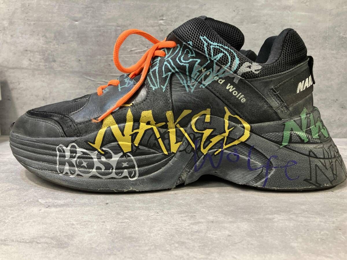 NAKEDWOLFE×LHP Titan Graffiti sneaker タイタン グラフィティ スニーカー サイズ30 ブラック ネイキッドウルフ× エルエイチピー