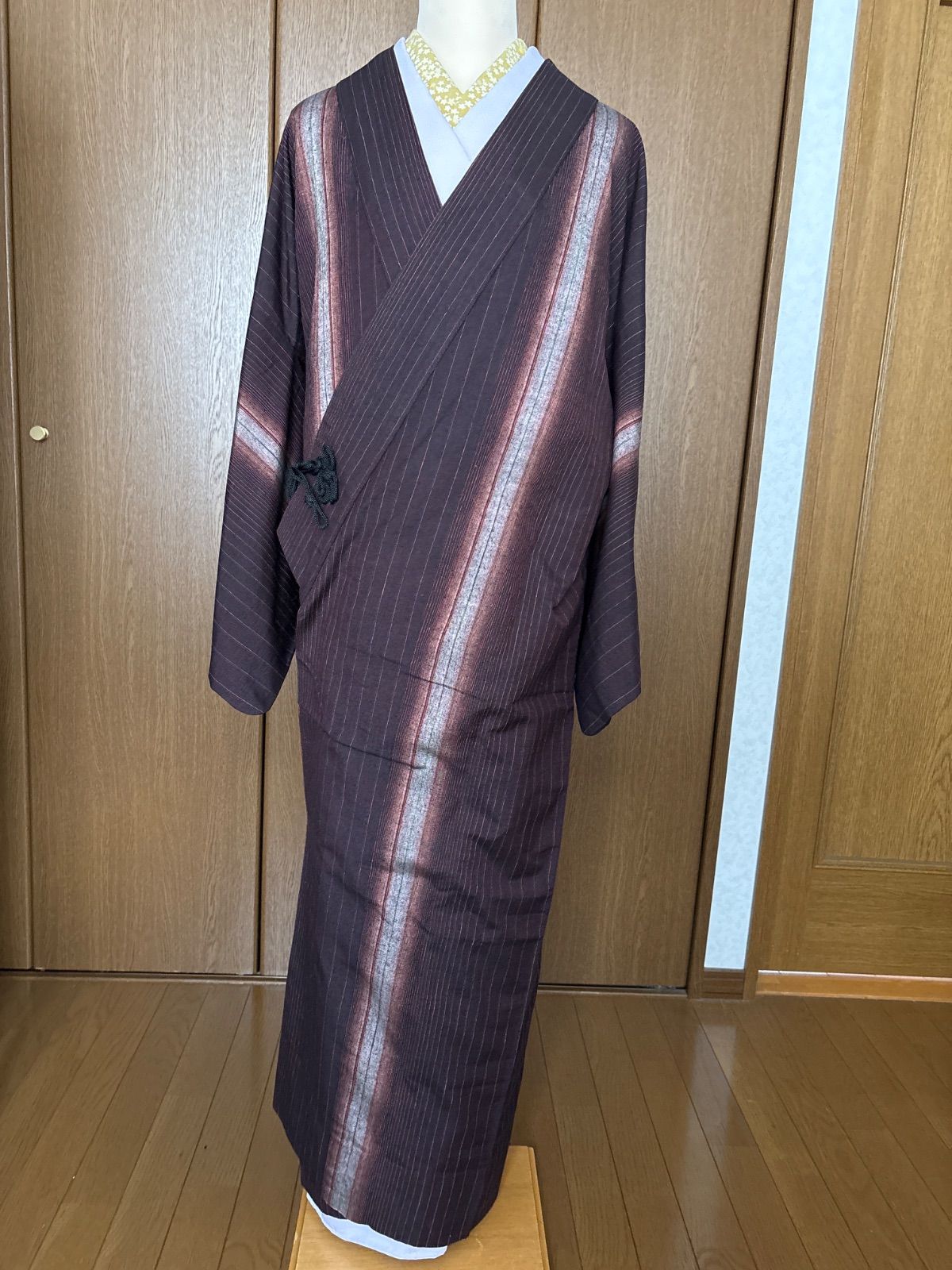 大人素敵 紬ロングコート 道中着 裄68