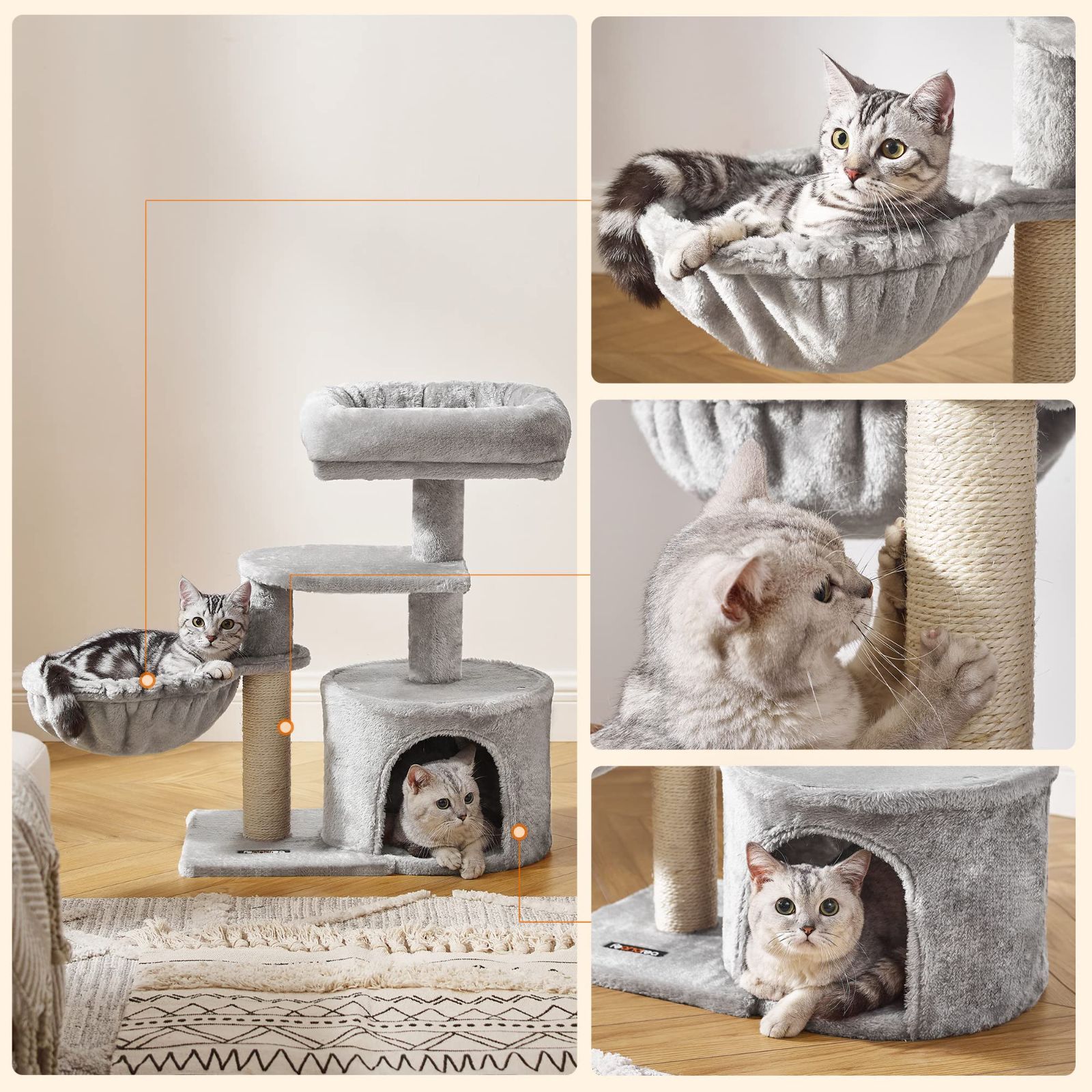 省スペース ミニ子猫やシニア猫にお勧め 爪とぎ キャットタワー 高さ