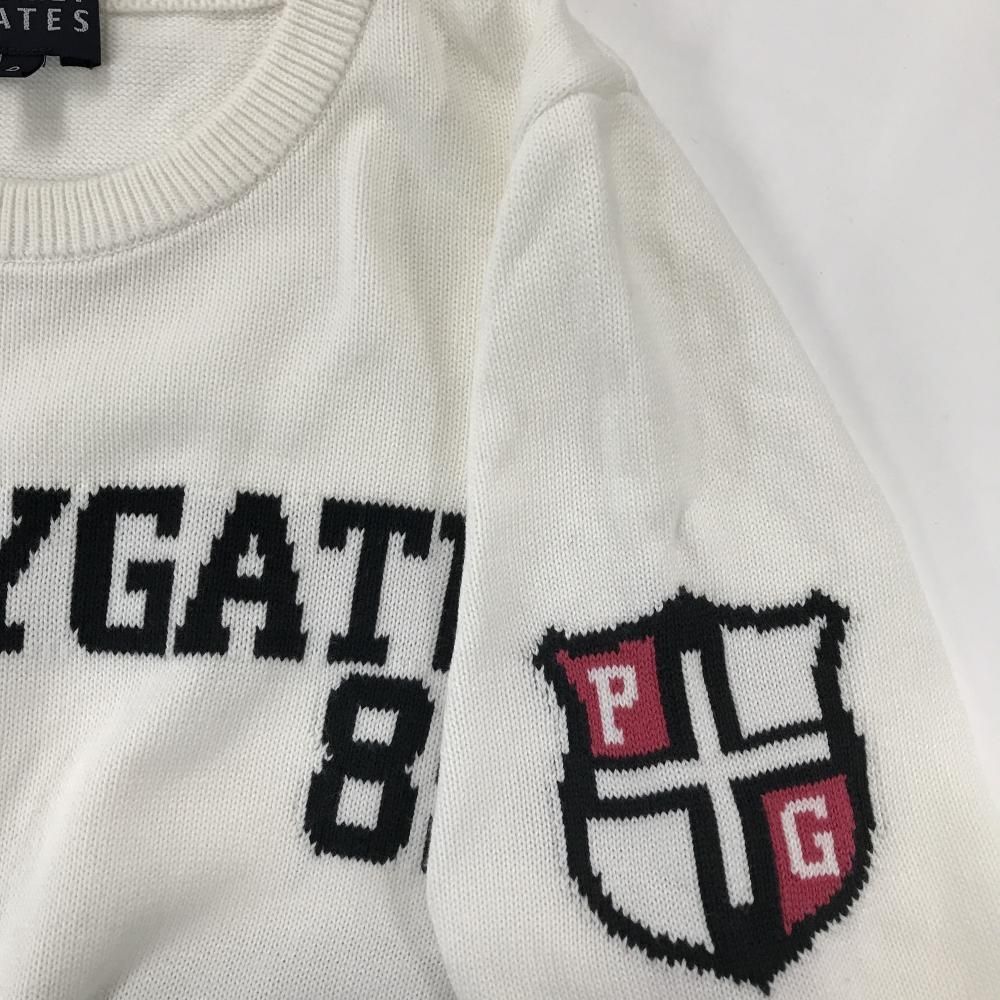 パーリーゲイツ セーター 白 フロントロゴ コットン100％ ニコちゃん