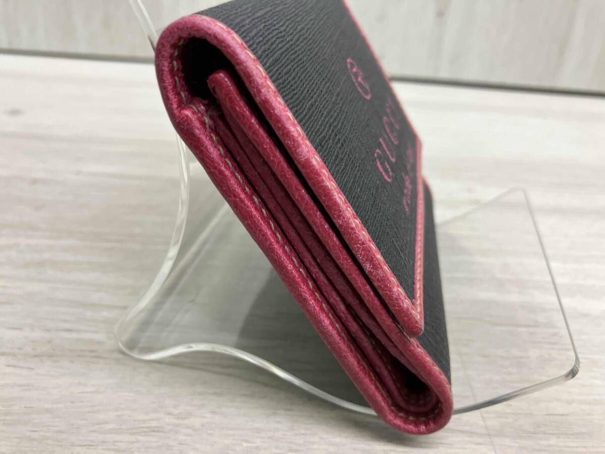 GUCCI 二つ折り 三つ折り財布 ブラック×ピンク コンパクトウォレット
