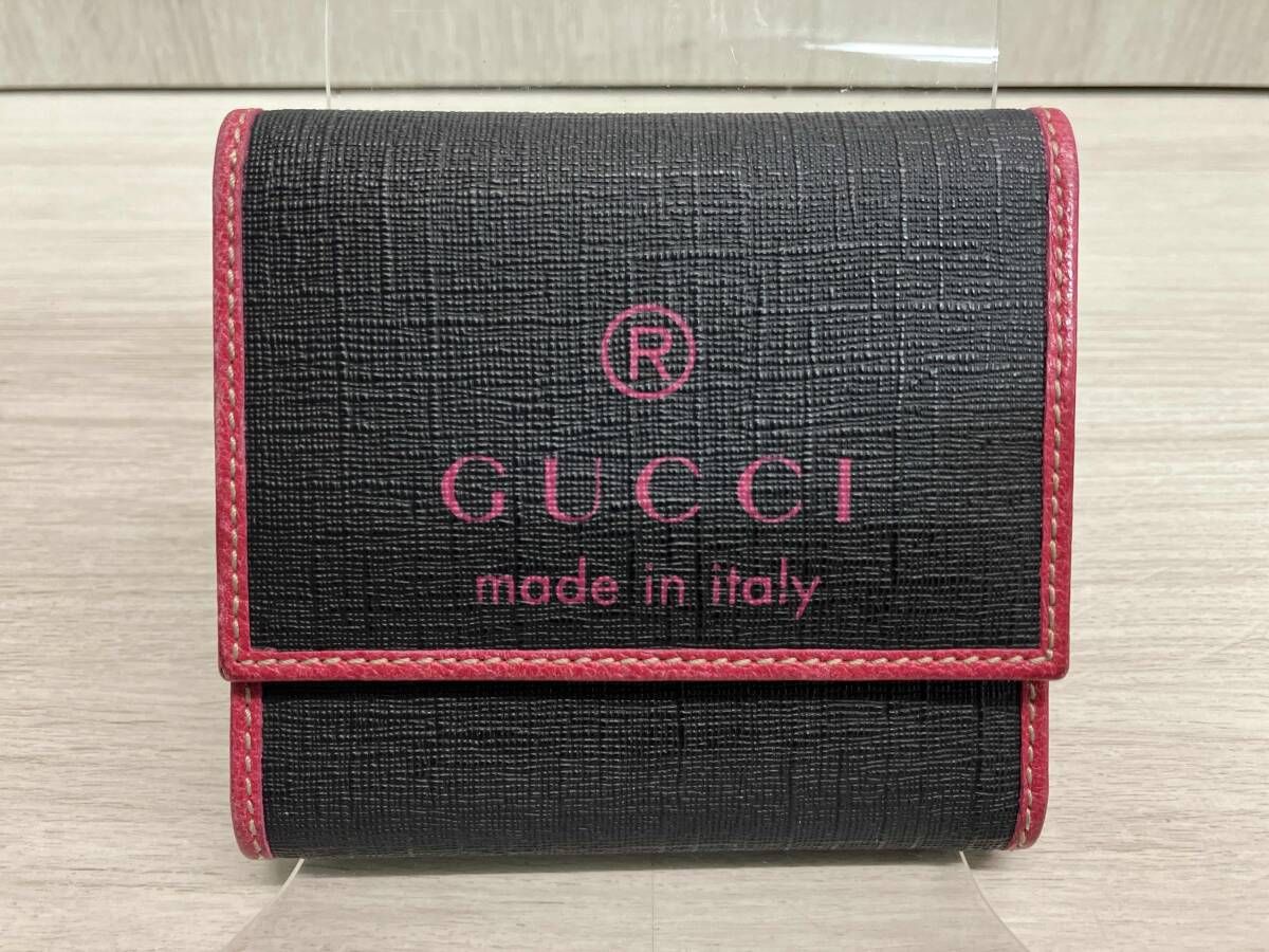 GUCCI 二つ折り 三つ折り財布 ブラック×ピンク 170401213313 コンパクトウォレット