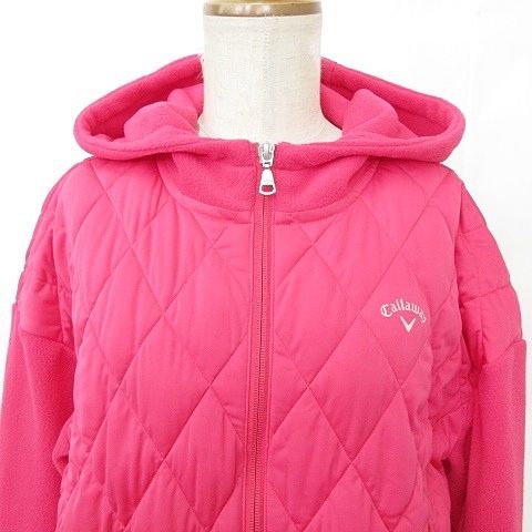  キャロウェイ CALLAWAY スポーツウエア ゴルフ ジャケット モデル ブルゾン ジップアップ フード 中綿 キルト フリース 起毛 ピンク L ジャケット レディースウェア