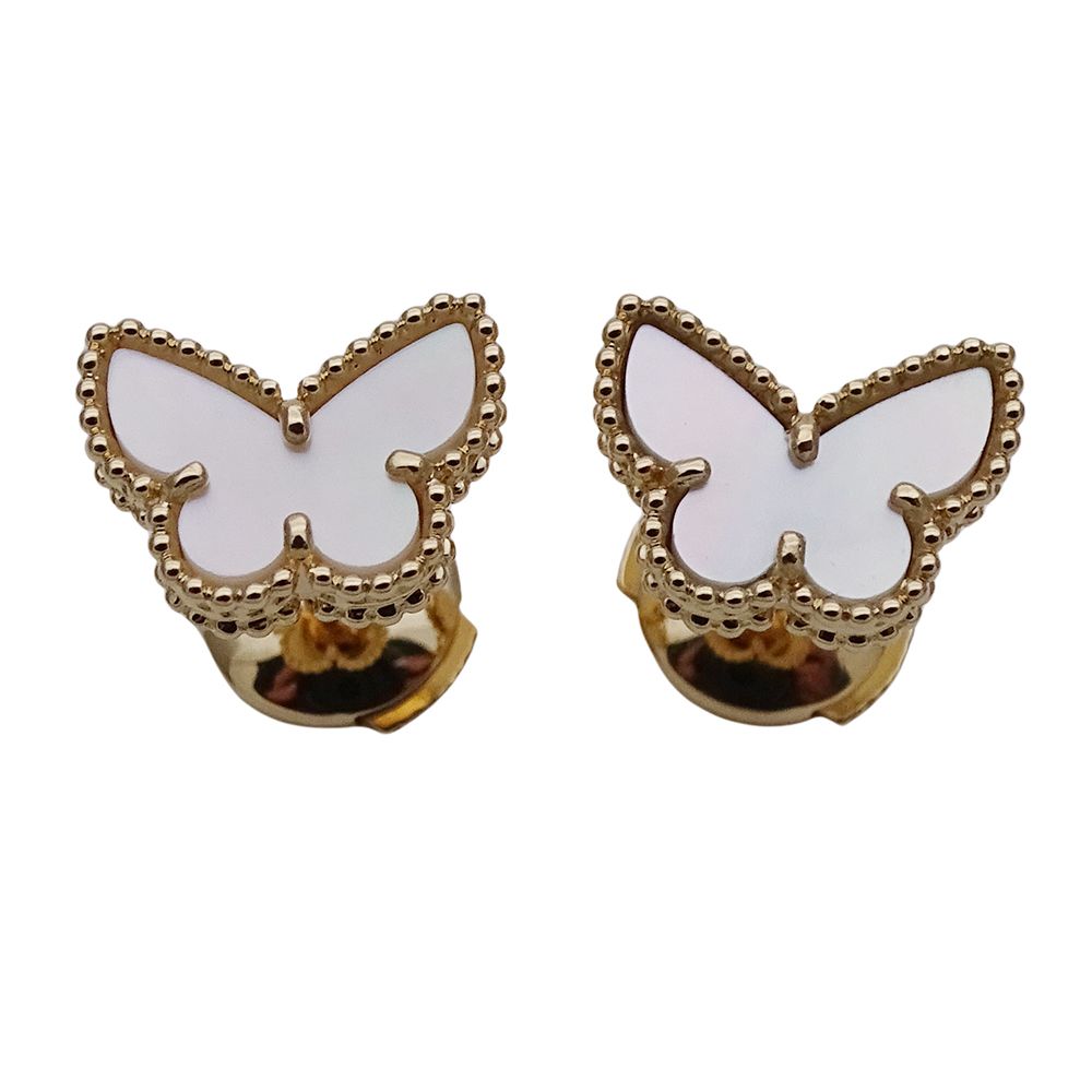 ヴァンクリーフ＆アーペル Van Cleef - Arpels ピアス スウィートアルハンブラ パピヨン レディース ブランド 750YG マザーオブパール イエローゴールド VCARN5JM00 両耳用 ジュエリー 磨き済み