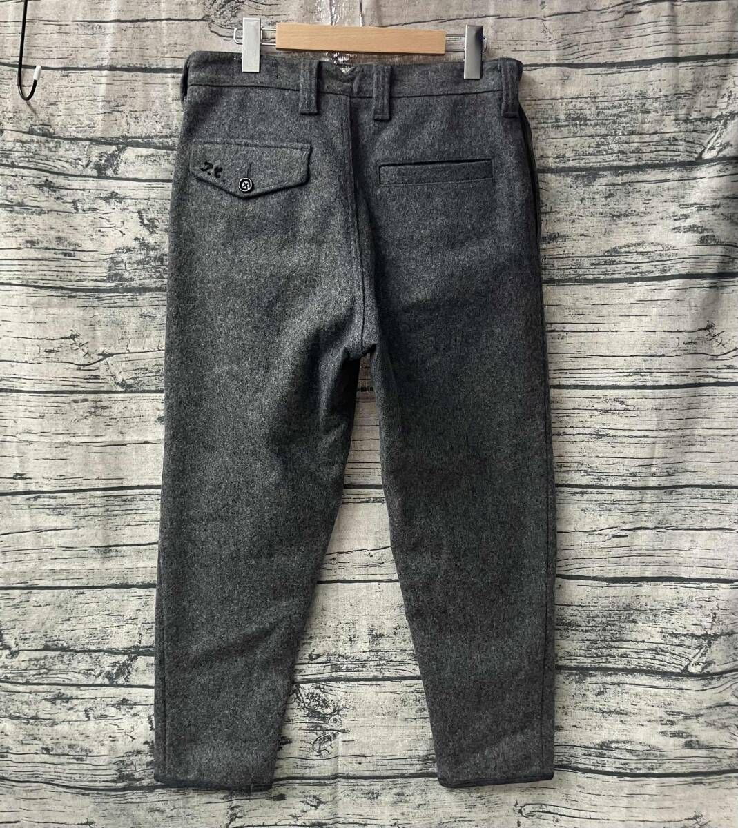 PORTER CLASSIC ウールメルトン テーパードパンツ クロップド グレー size S
