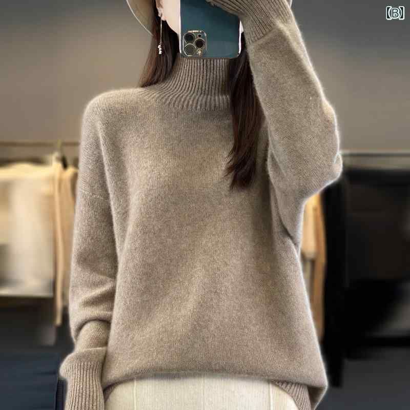 ニット レディース 高品質 羊毛 セーター ゆったり 高襟 プルオーバー 秋冬 あったか 暖か 着心地が良い チクチクしない 柔らかい ト WWW_OPDRERGINERDOGAN_COM