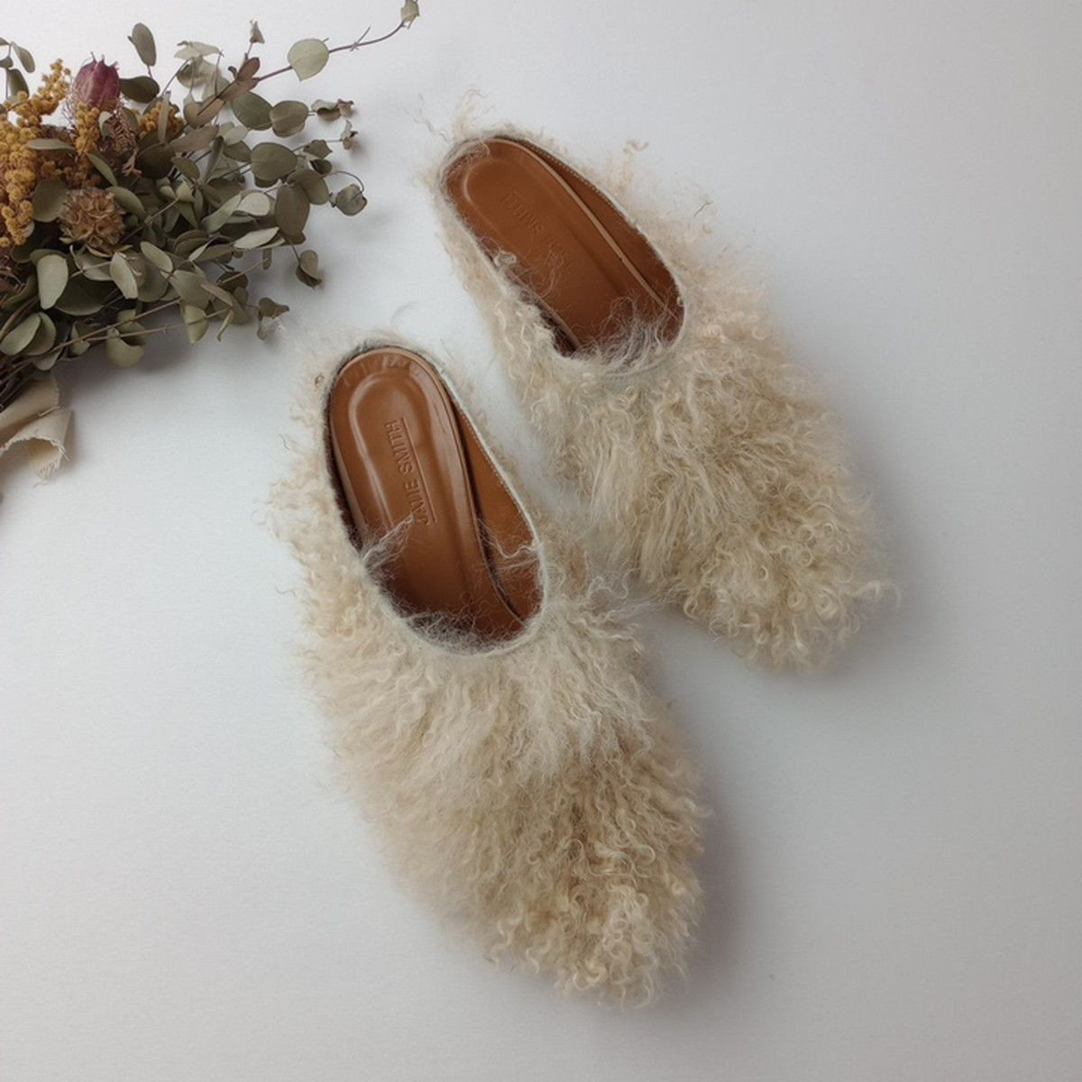 JANE SMITH ジェーンスミス JOURNAL L ESSAGE 別注 カーリーファーミュール 37 アイボリー ライトベージュ系 88 Y 8559 25 F