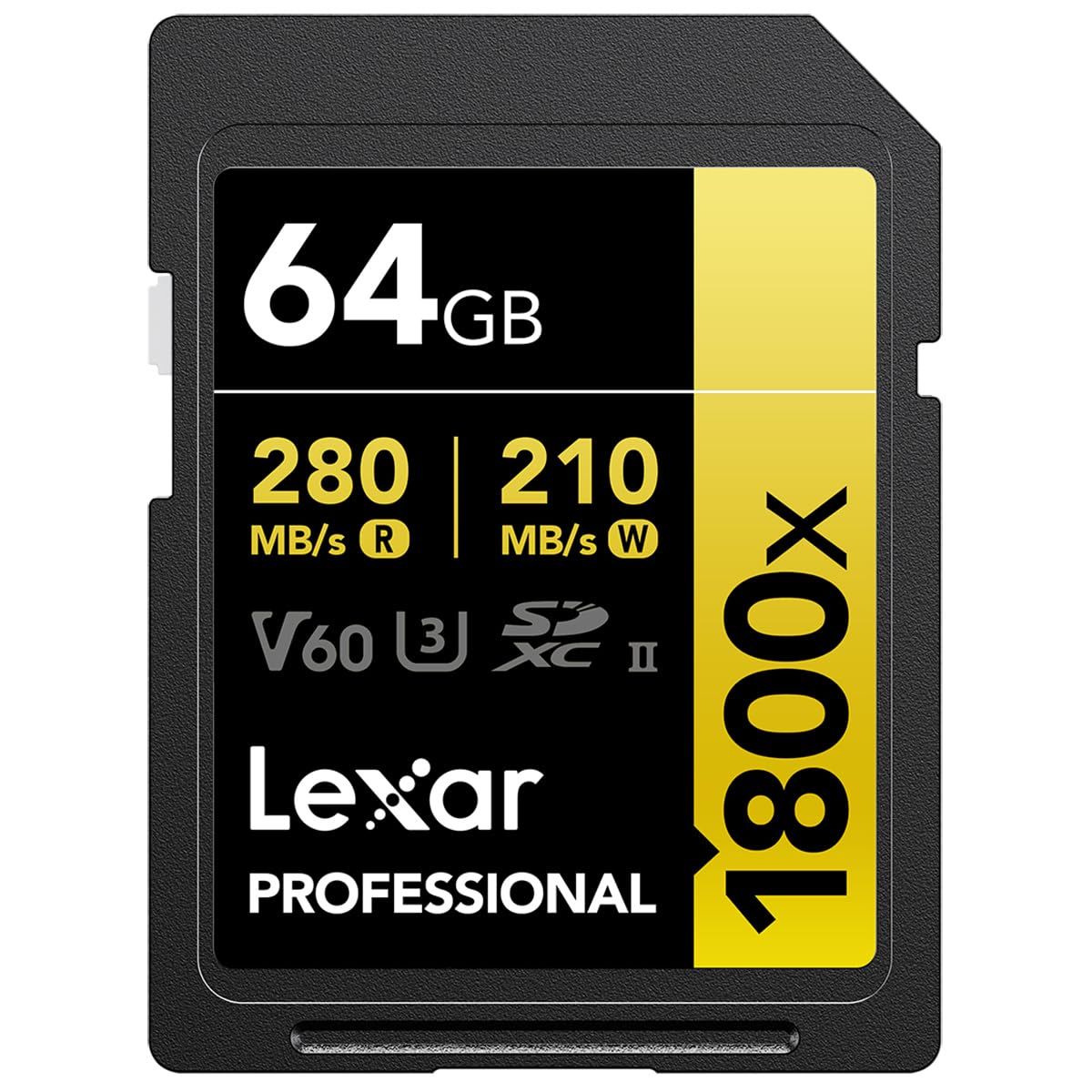 Lexar Professional 1800x SDXC UHS-II ゴールドシリーズ メモリーカード 4Kビデオ転送と耐候構造 64GB