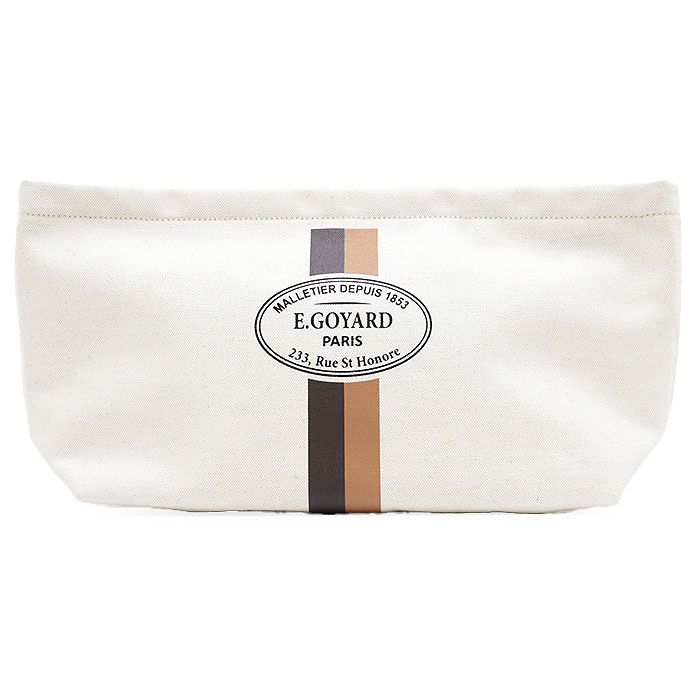GOYARD ゴヤール ポーチ ル ネセ コットン × リネン キャンバス ロゴ ストライプ 鞄 小物 属 メンズ レディース ユニセックス レディース アイボリー ブラウン フランス製