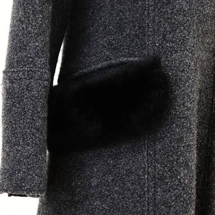 美品】FOXEY フォクシー ロングコート ヌートリアファー ウール