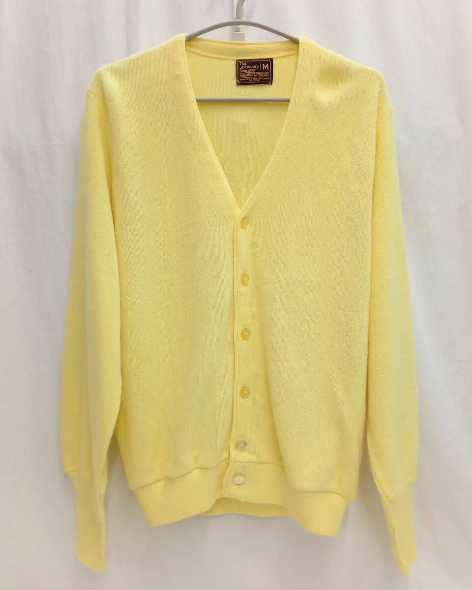 JCPenney カーディガン ヴィンテージ　イエロー 70s〜80s 美品 70s] The JCPenney ジェイシーペニー アクリル カーディガン M