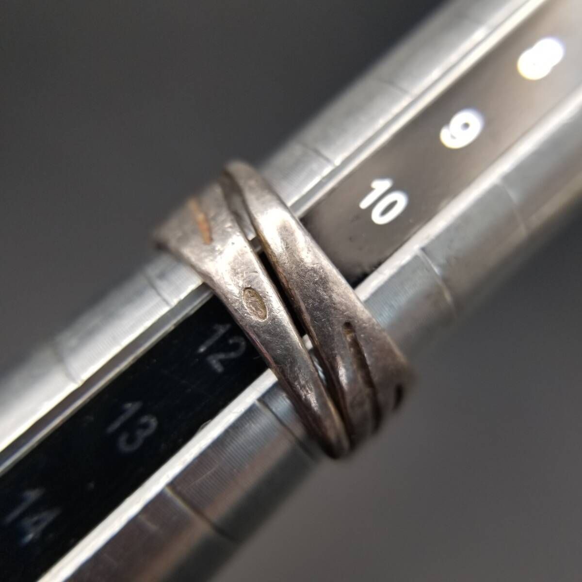 英国 ヴィンテージ シルバー925 タイガーアイ シグネットリング 21号