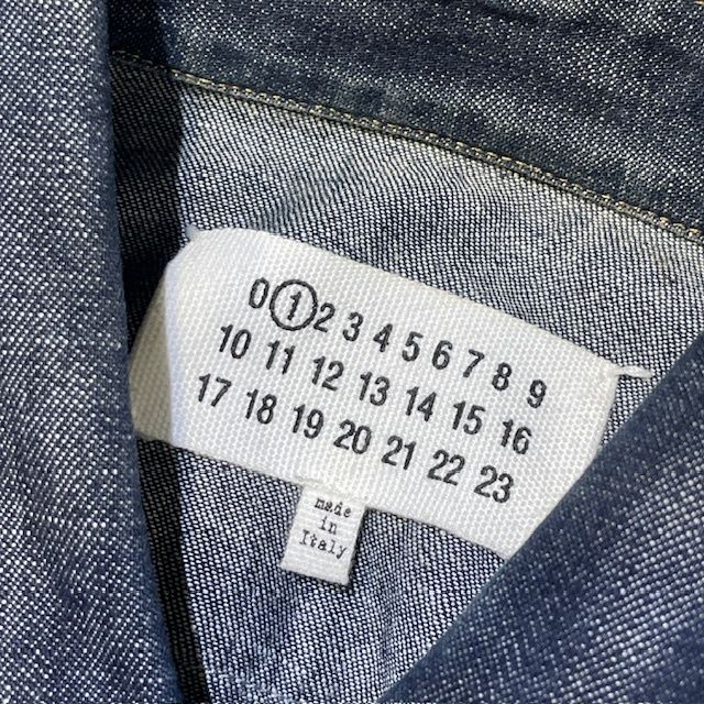  18 ss Maison Margiela 2018 ダメージデニムシャツ 長袖シャツ ブラウス サイズ40 ネイビー S 30514 メゾンマルジェラ 長袖 シャツ ブラウス