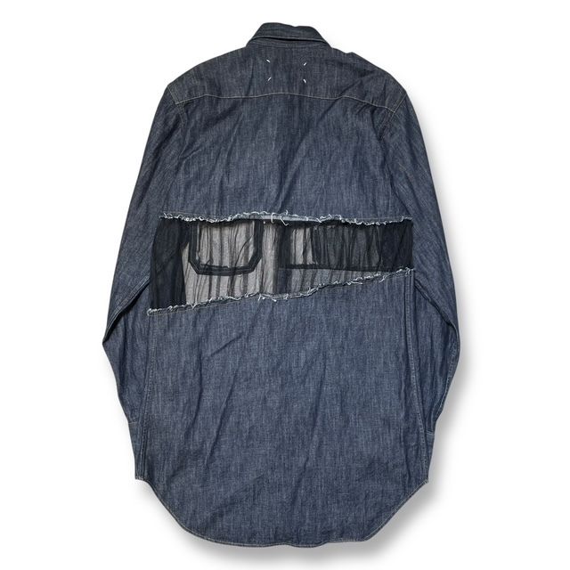 18ss Maison Margiela 2018 ダメージデニムシャツ 長袖シャツ ブラウス サイズ40 ネイビー S51DL0243 S30514 メゾンマルジェラ