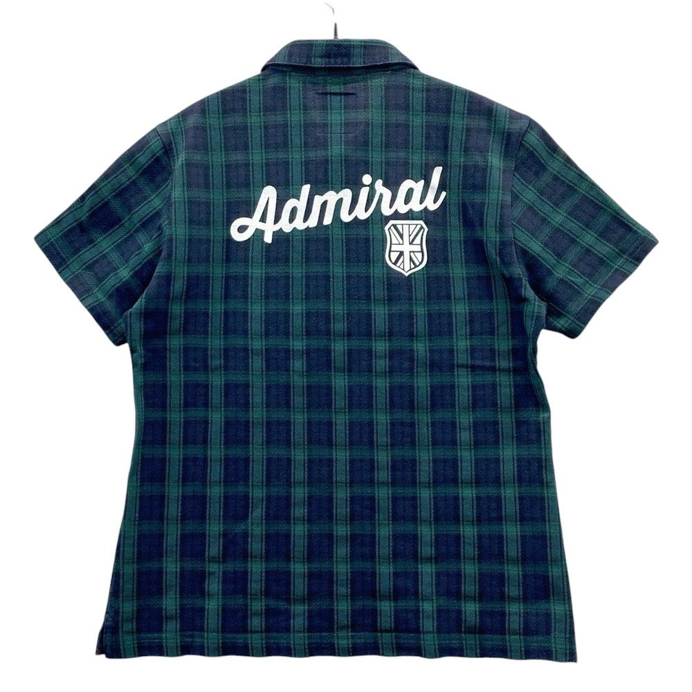 サイズ：L ADMIRAL アドミラル 半袖ポロシャツ チェック柄 グリーン系