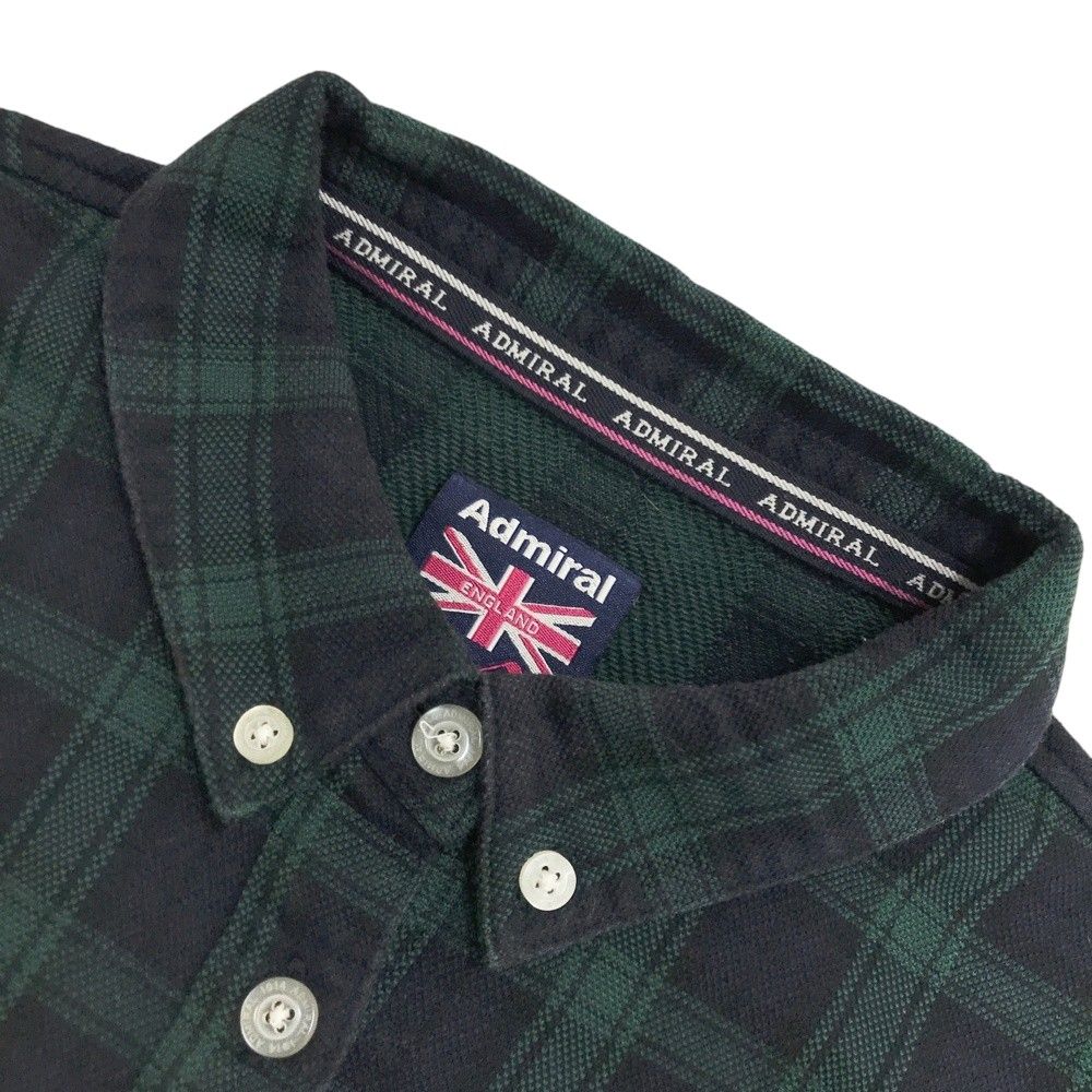 サイズ：L ADMIRAL アドミラル 半袖ポロシャツ チェック柄 グリーン系