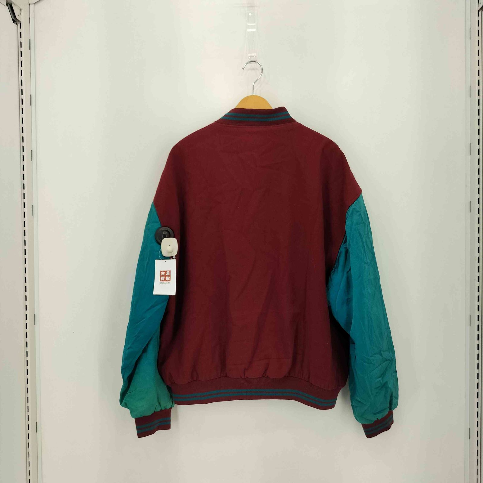 リーボック Reebok 90s 旧タグ ジップアップ サテンスリーブ メルトン バーシティジャケット メンズ 表記無