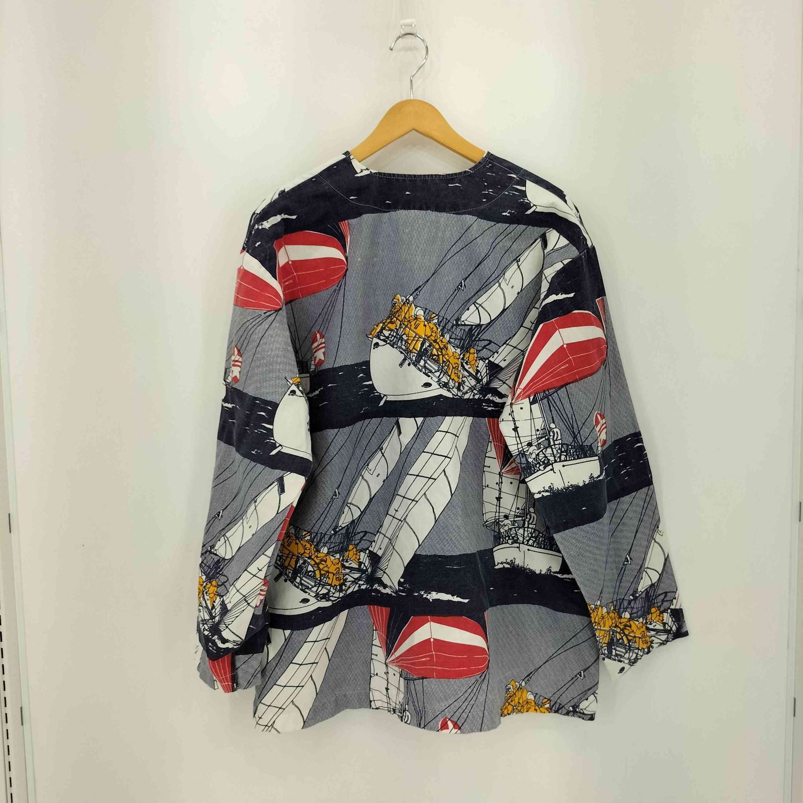 ユーズドフルギ 古着 MICHIGAN RAG CO 総柄 海デザイン コットン ノー ジャケット メンズ XL