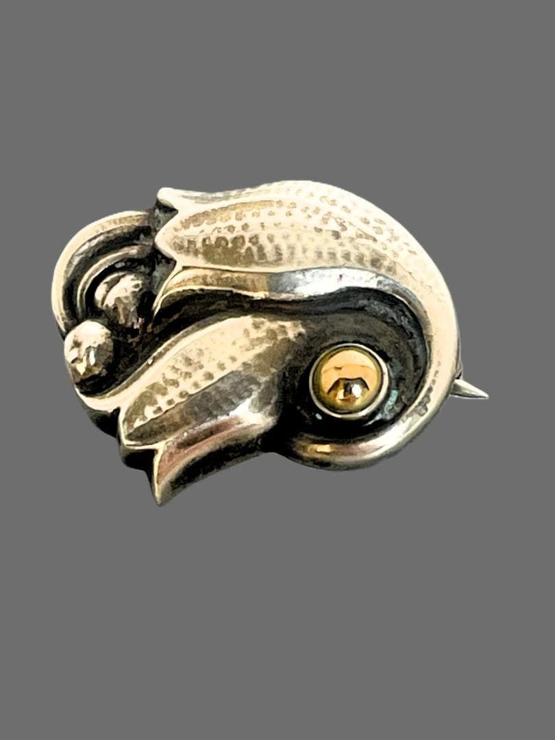 Georg Jensen ブローチ フラワーモチーフ 刻印100 デンマーク コサージュ