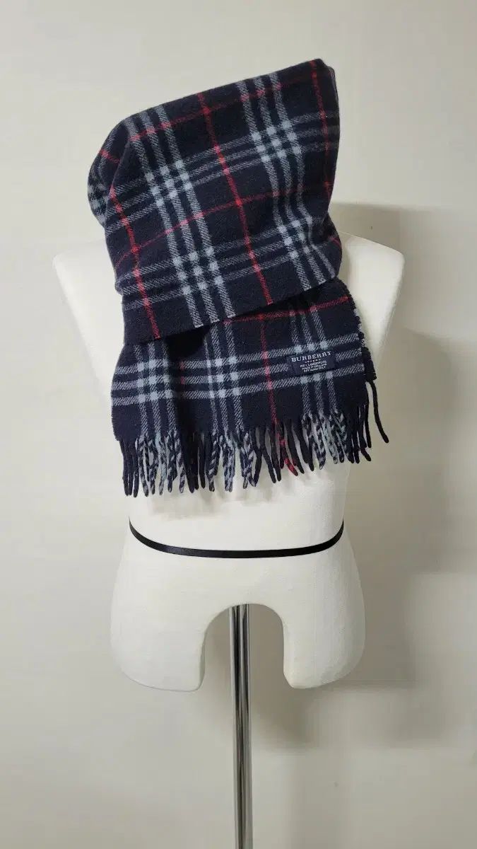 バーバリー 90 sヴィンテージ ネイビー ノヴァチェック ラムウール マフラー