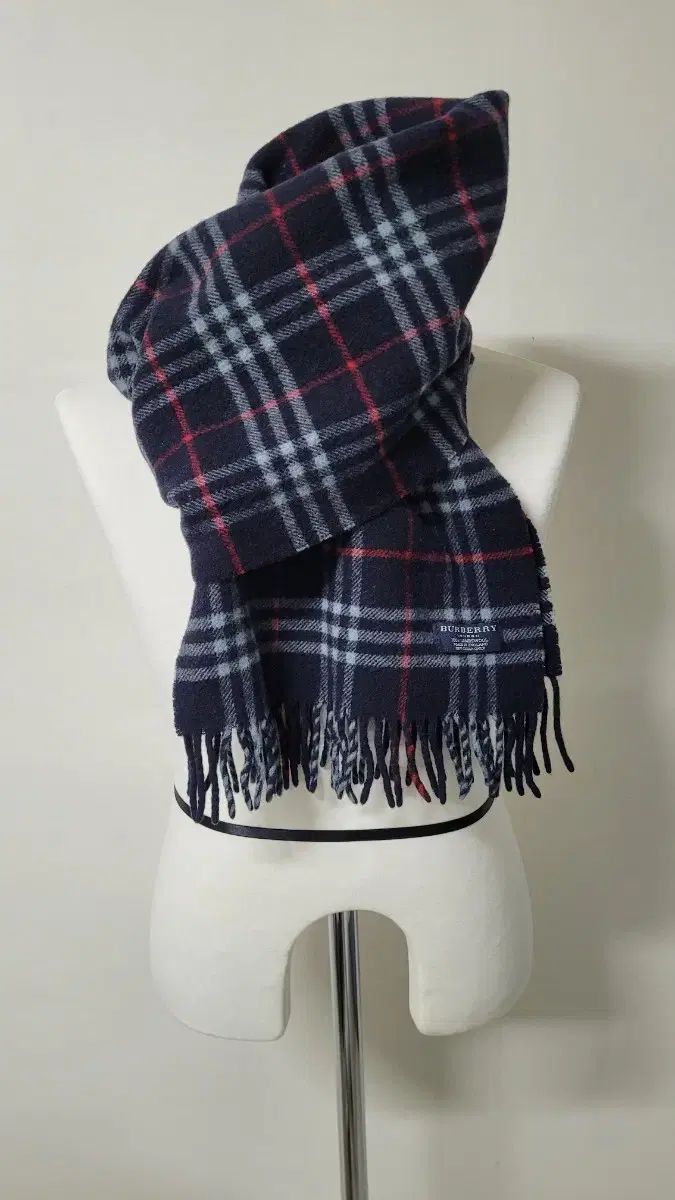 BURBERRY バーバリー 90 sヴィンテージ ネイビー ノヴァチェック ラムウール マフラー