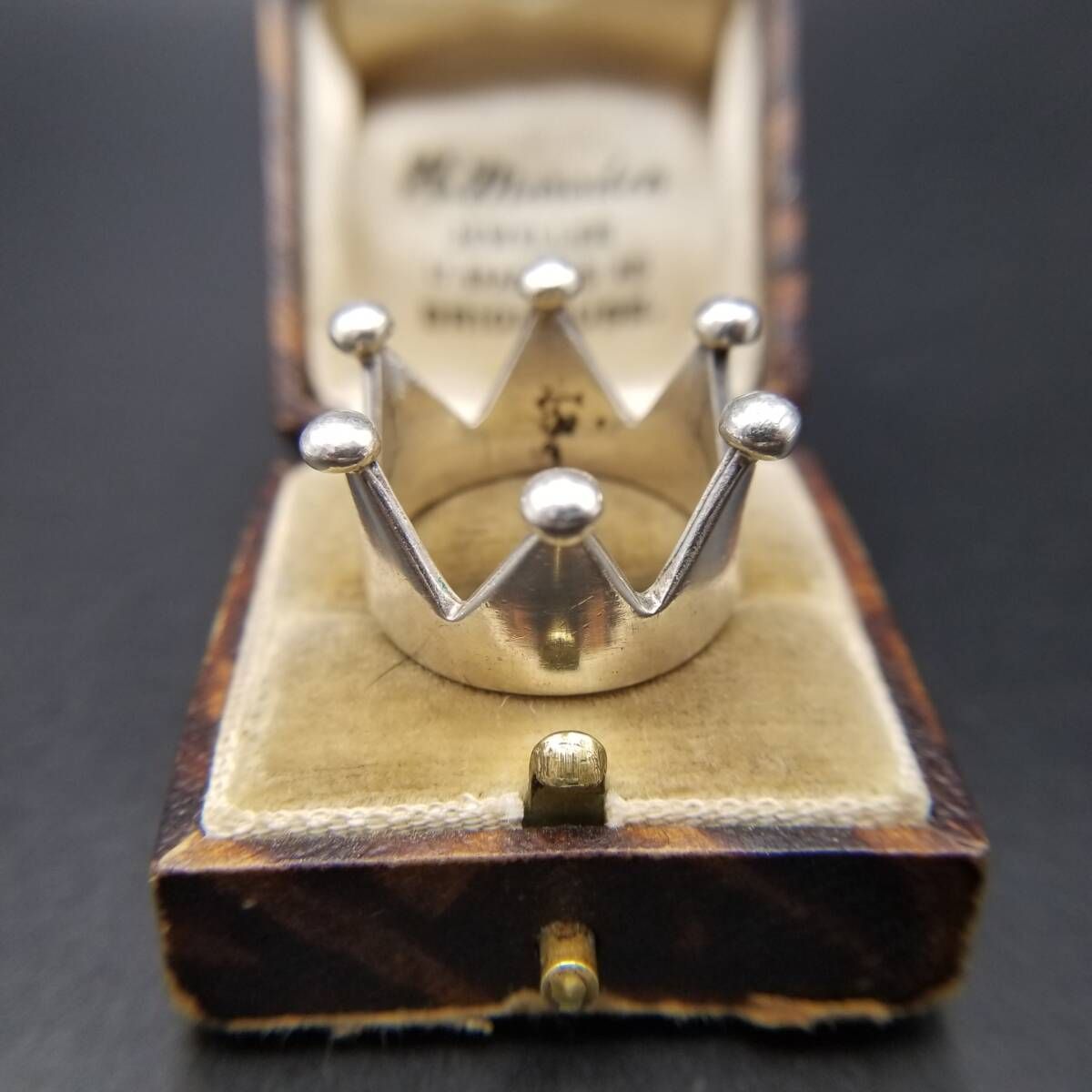 王冠 Crown 立体彫刻 925 シルバー ヴィンテージ リング 銀 指輪 大ぶり 存在感 トゲトゲ ユニーク 個性派ジュエリー R16-V