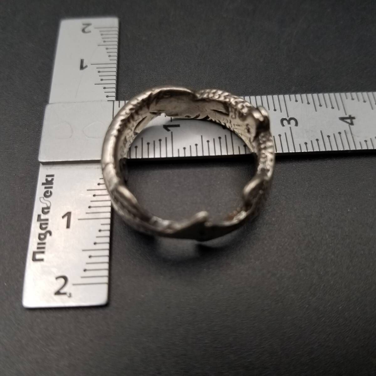  1971 72年 英国 ヴィンテージ 2匹の魚 925 シルバー リング 指輪 銀 Birmingham ホールマーク Fish R 16 W リング 指輪 アクセサリー