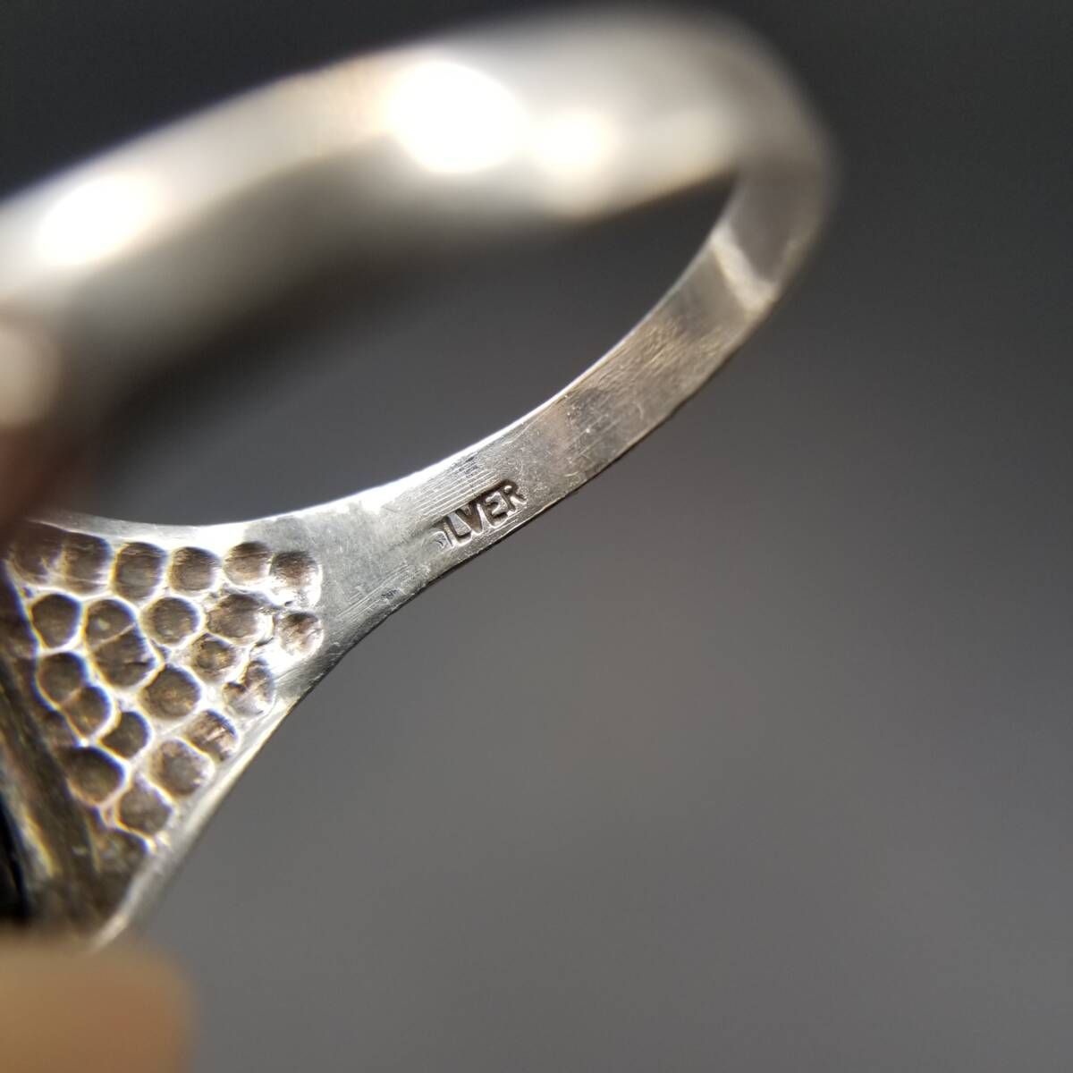 オニキス スラッシュライン フローラル彫金 925 シルバー ヴィンテージ