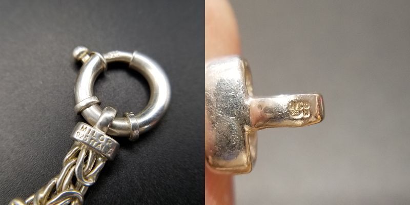  2007年 Milor イタリア製 ビザンチンチェーン 925 シルバー ブレスレット 銀 スタイリッシュ 存在感 Birmingham ホールマーク R 16 X ブレスレット アクセサリー