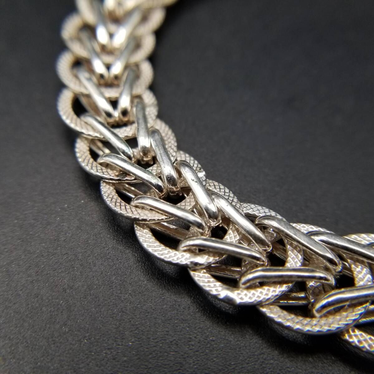 フラット ターラント ビザンチンチェーン 925 シルバー ブレスレット 銀 スタイリッシュ 幅広 存在感 Sheffield Convention マーク R16-X